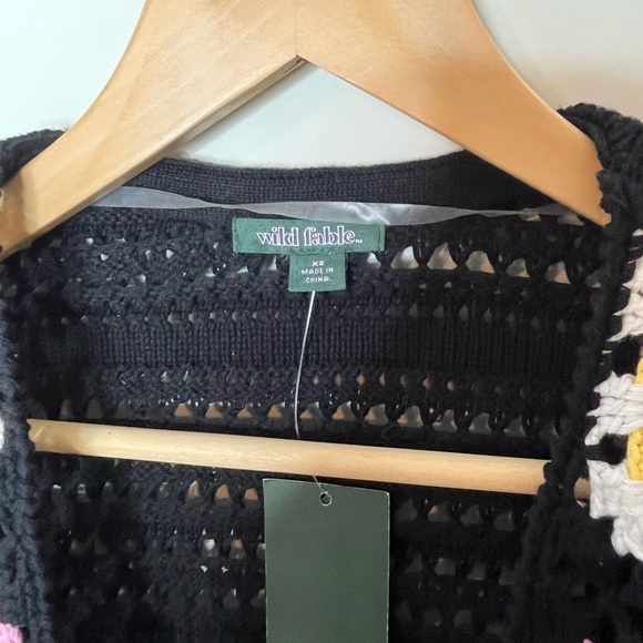 Wild Fable Crochet Granny Square Cardigan Sweater Multi Color Sz Xs - Picture 6 of 9